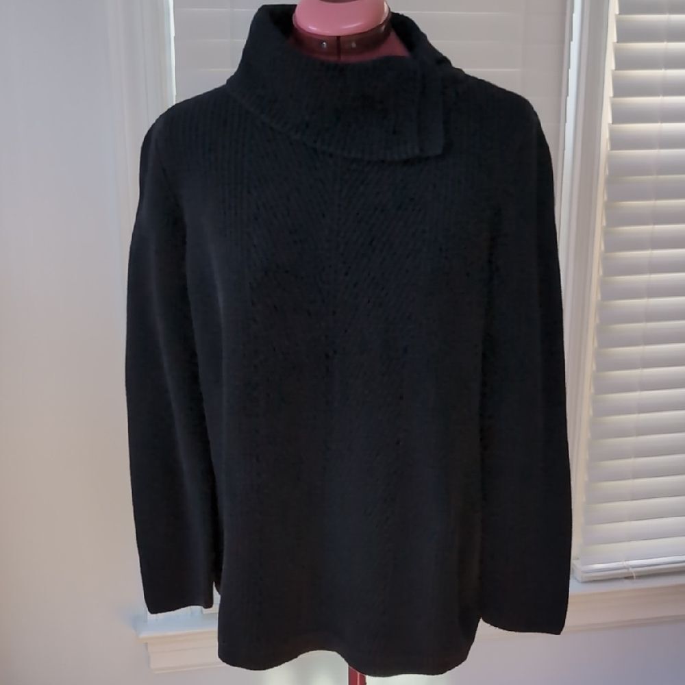 Talbots Minimalist Asymmetrical Turtleneck Sweater Contemporary Coastal Casual